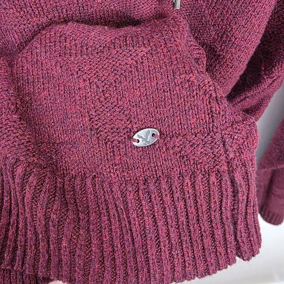 American Eagle Maroon Wool Blend Comfy Outdoor Hooded Pullover Sweater Size XS - Picture 4 of 8